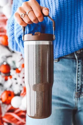 30oz. Flip Straw Tumbler-Glitter Brown