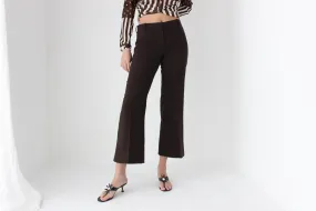 90s Minimal Chocolate Flared, Cropped Trousers