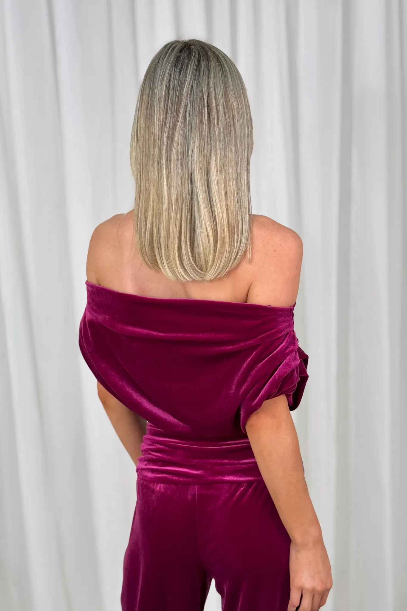 Alexandra Velvet Jumpsuit In Magenta