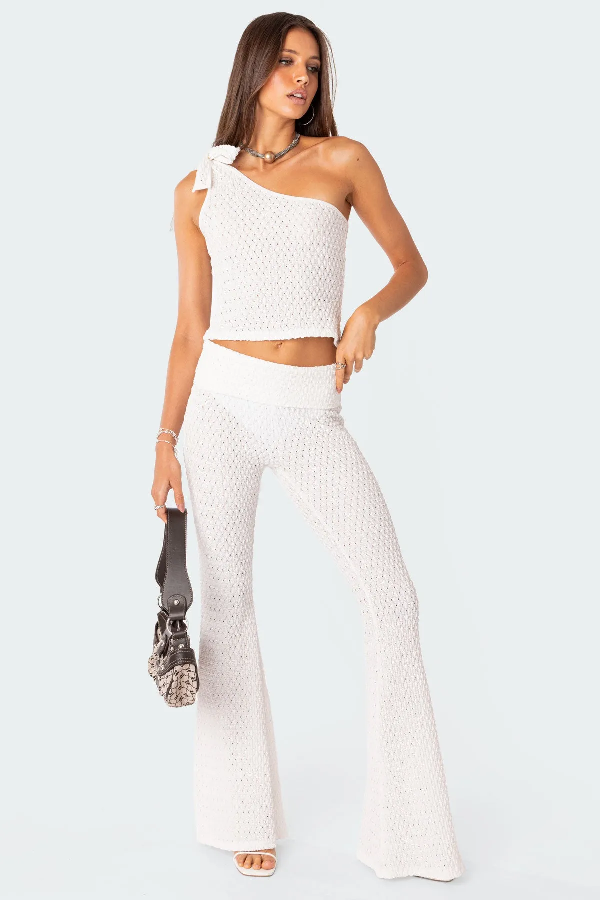 Amalia Textured Knit Fold Over Pants