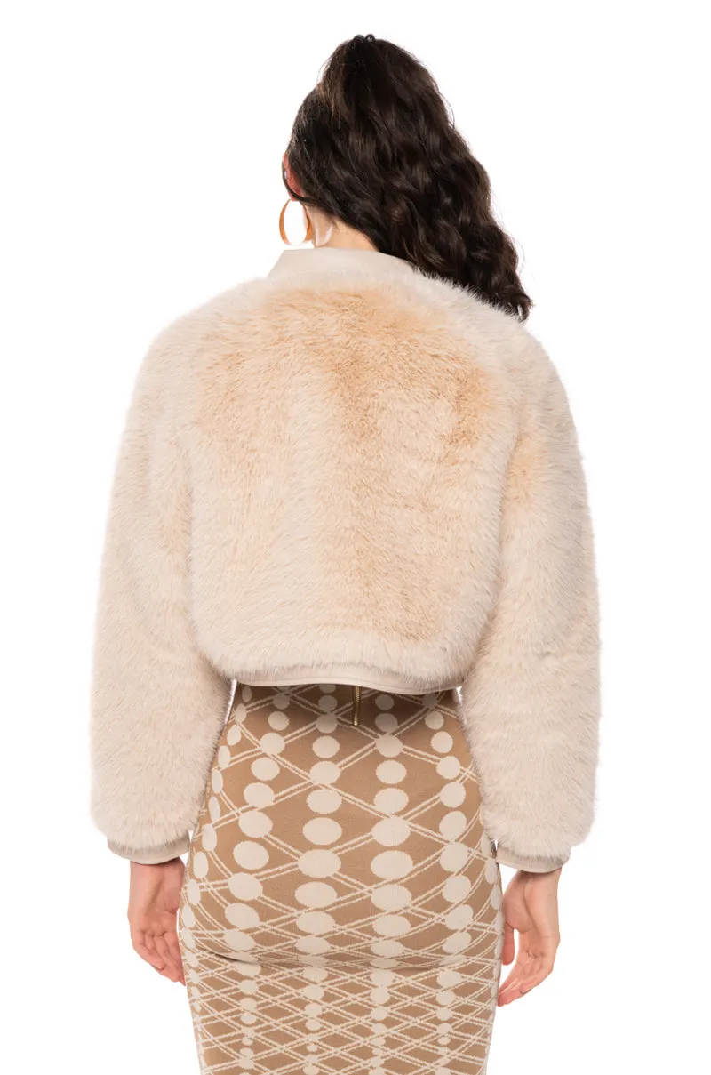 ANITA FAUX FUR JACKET WITH PU POCKETS