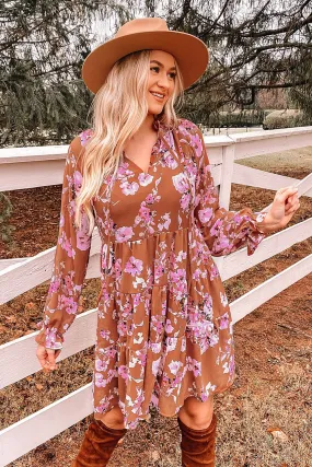 *APP EXCLUSIVE* Fall Floral Flounce Sleeve Tiered Dress