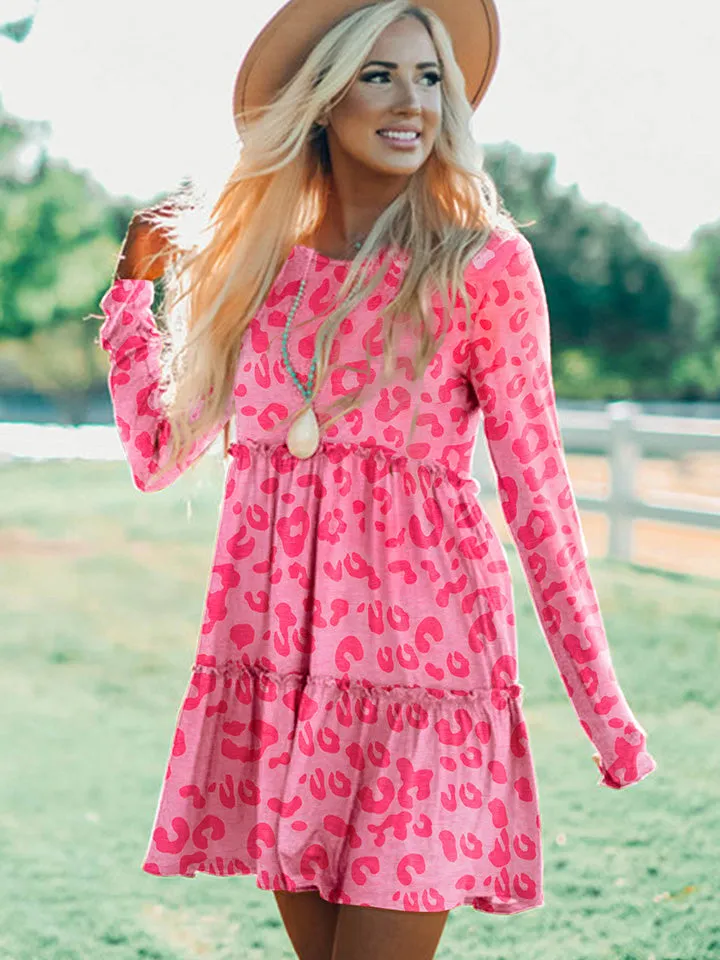 *APP EXCLUSIVE* Printed Round Neck Long Sleeve Dress