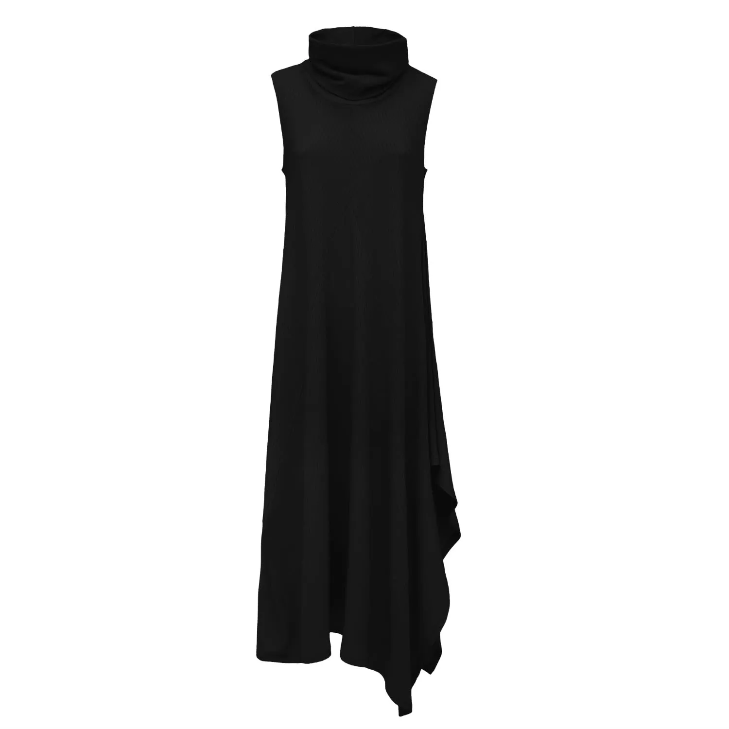 Asymmetrical Sleeveless Long Dress Black