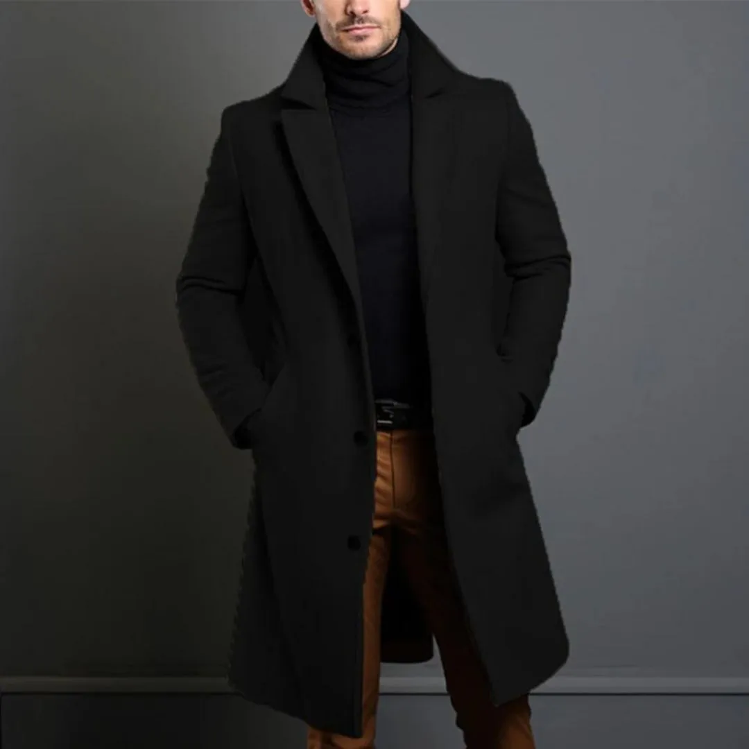 Autumn / winter Long Trench Coat For Men