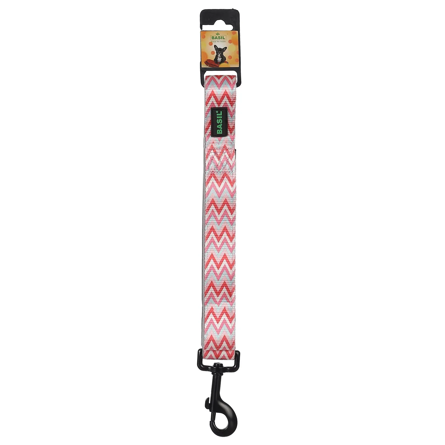 BASIL Padded Adjustable Pet Collar, 4 Ft Leash & Harness (Zig Zag, Red)