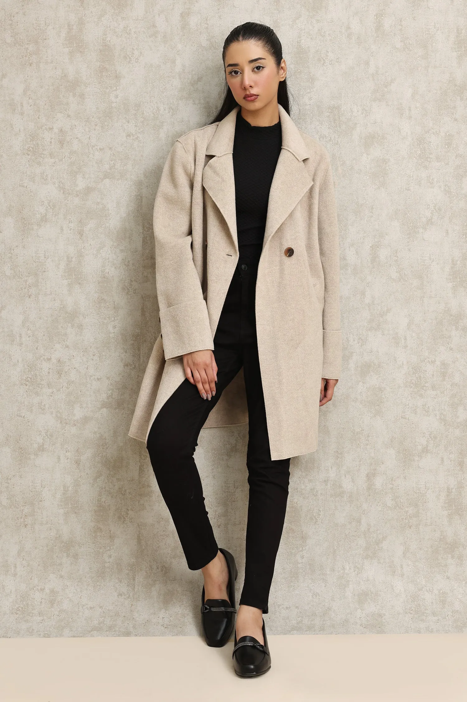 BELTED TRENCH COAT-BEIGE