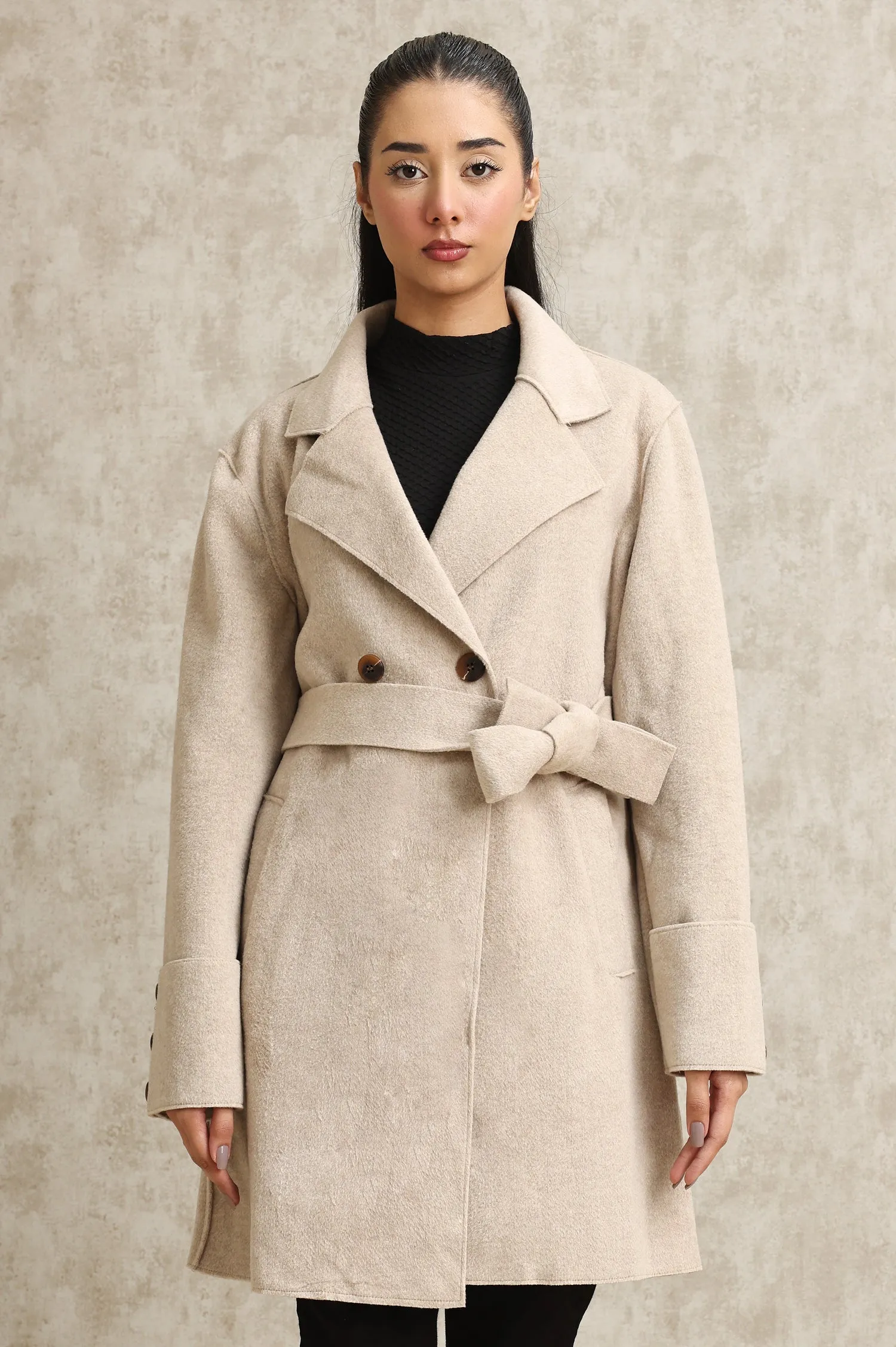 BELTED TRENCH COAT-BEIGE