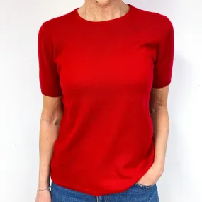 Berry Red Cashmere Short Sleeved Jumper Medium