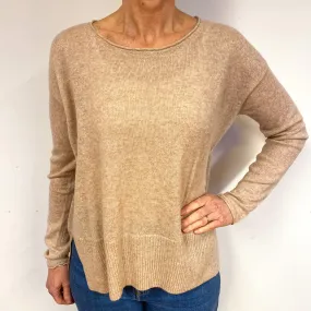 Biscuit Beige Cashmere Crew Neck Jumper Medium