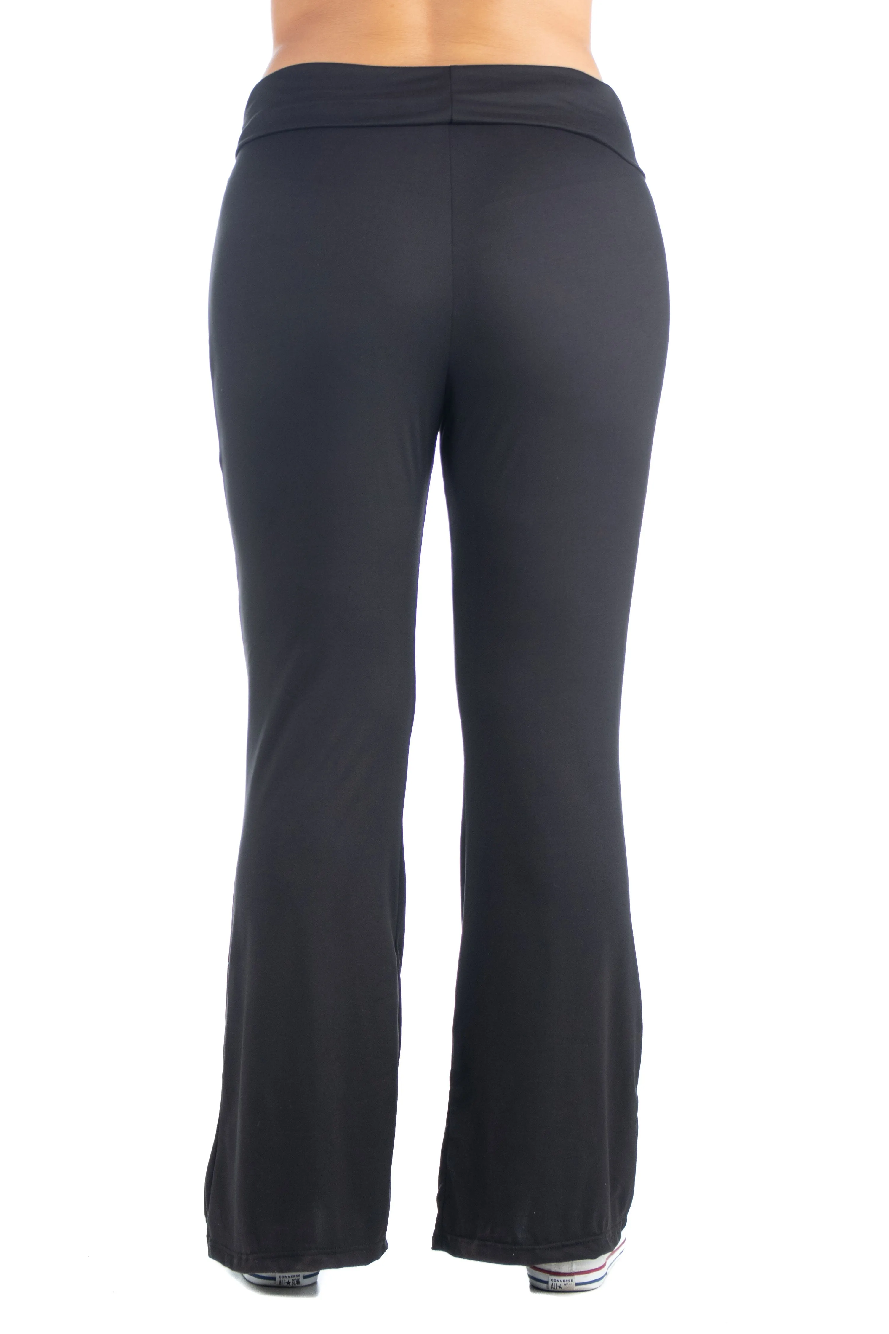 Black Bell Bottom Foldover Waist Plus Size Sweatpants