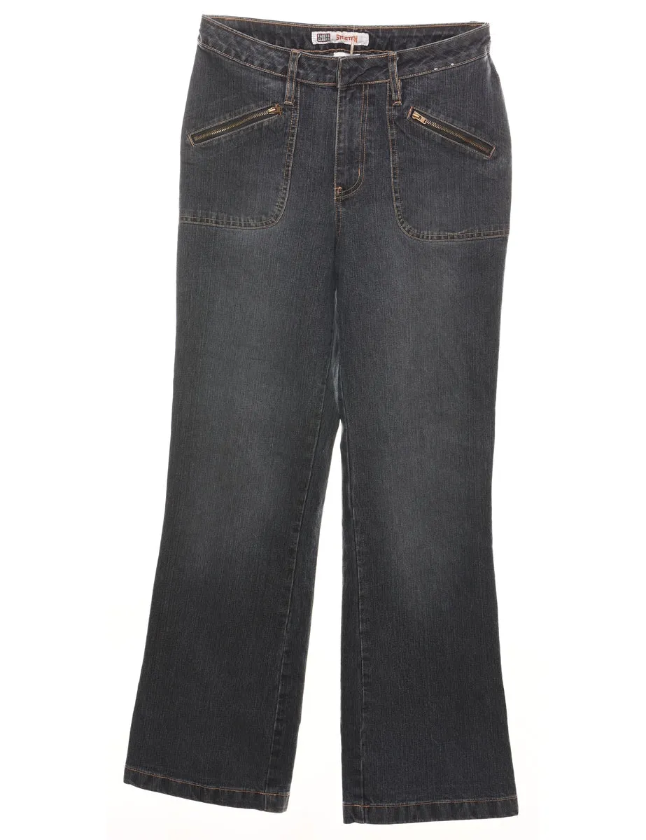 Black Bootcut Zip Detail Jeans - W28 L30