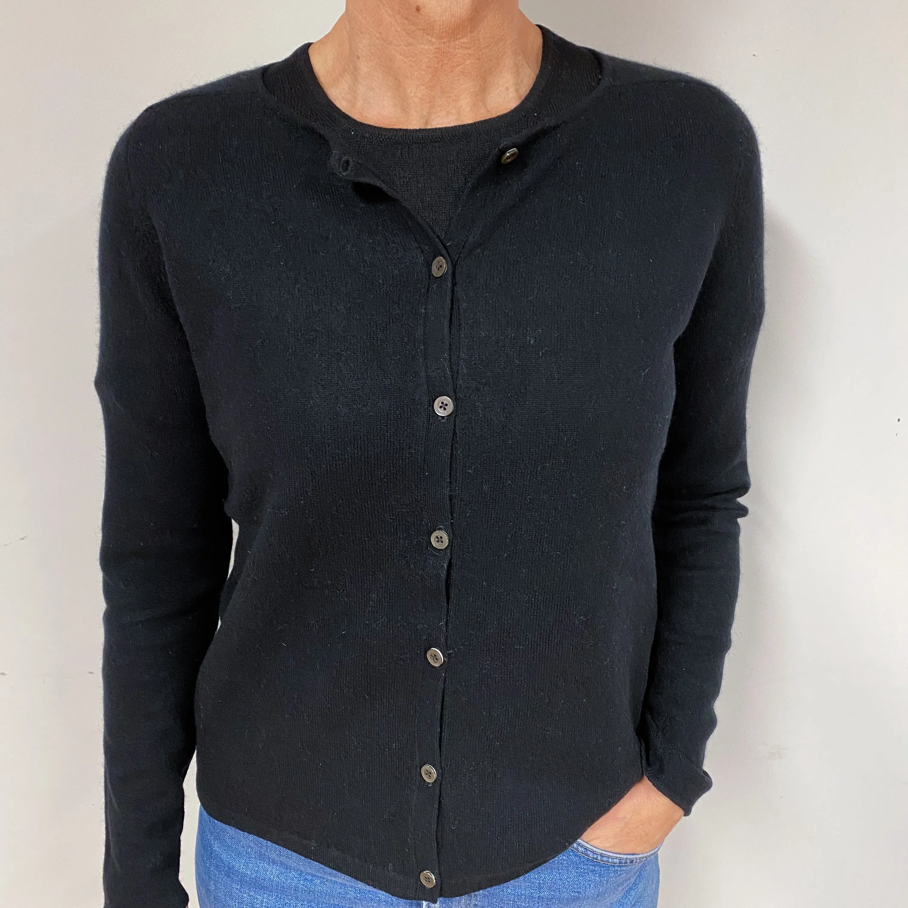 Black Cashmere Twin Set Cardigan Medium