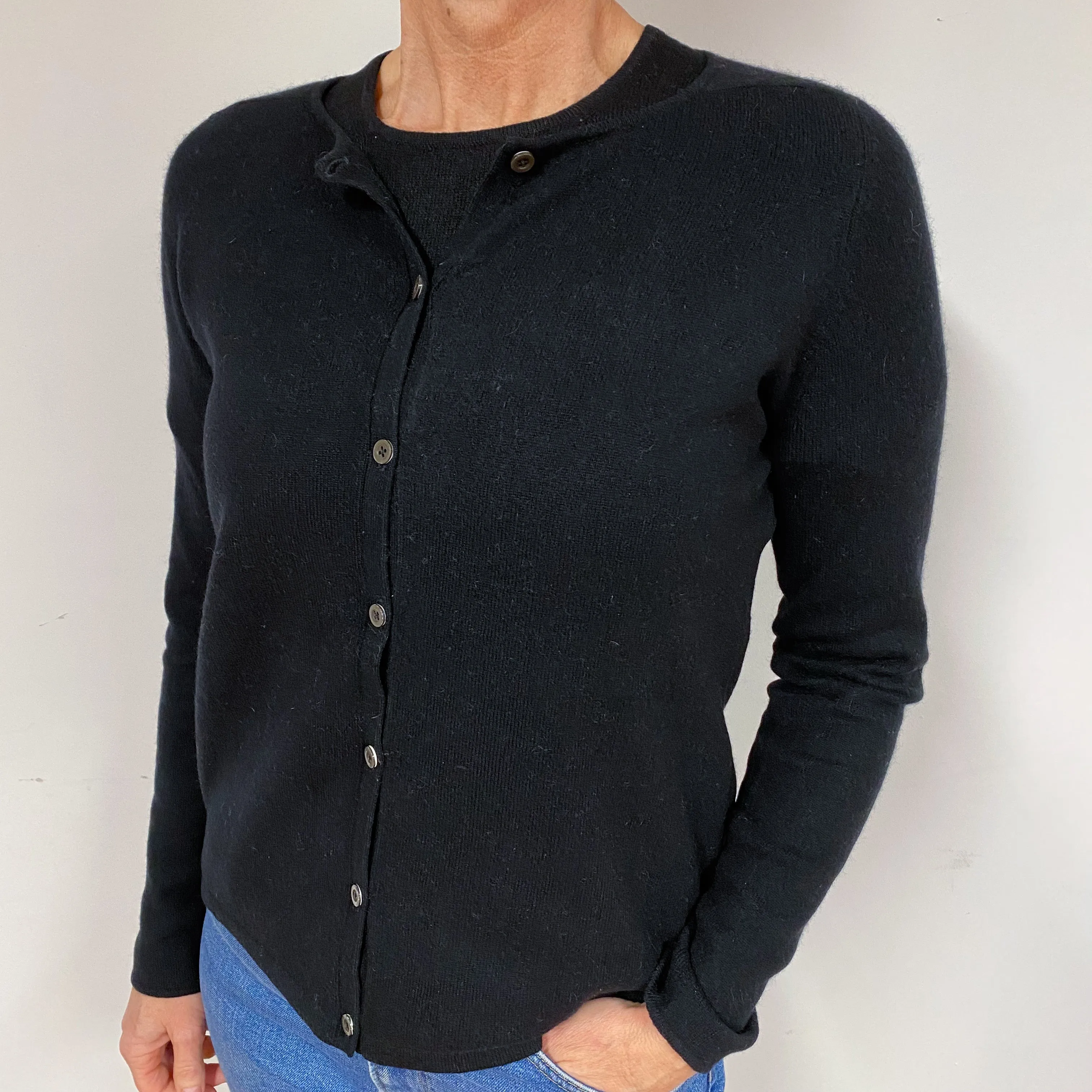 Black Cashmere Twin Set Cardigan Medium