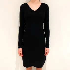 Black Cashmere V-Neck Dress Extra Small