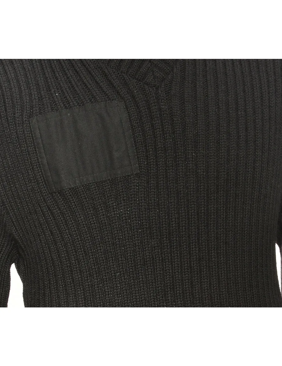 Black Long Sleeved Jumper - L