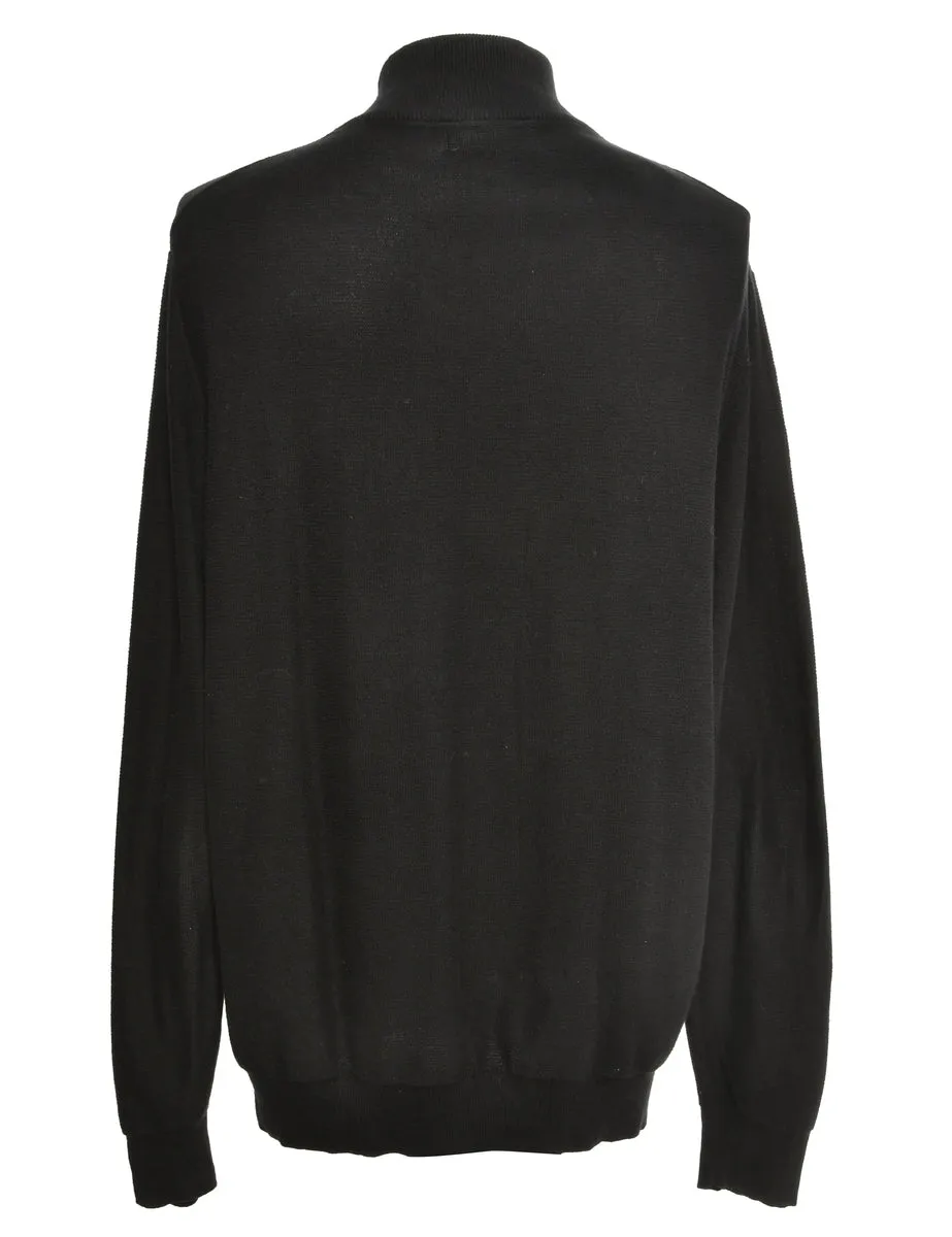 Black Quarter Zip Jumper - L