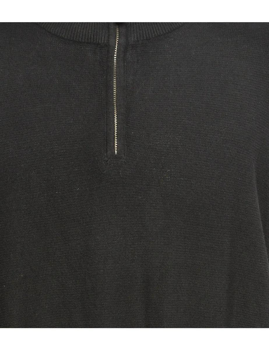 Black Quarter Zip Jumper - L