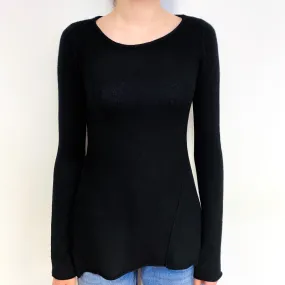 Black Side Zip Cashmere Crew Neck Tunic Jumper Extra Small