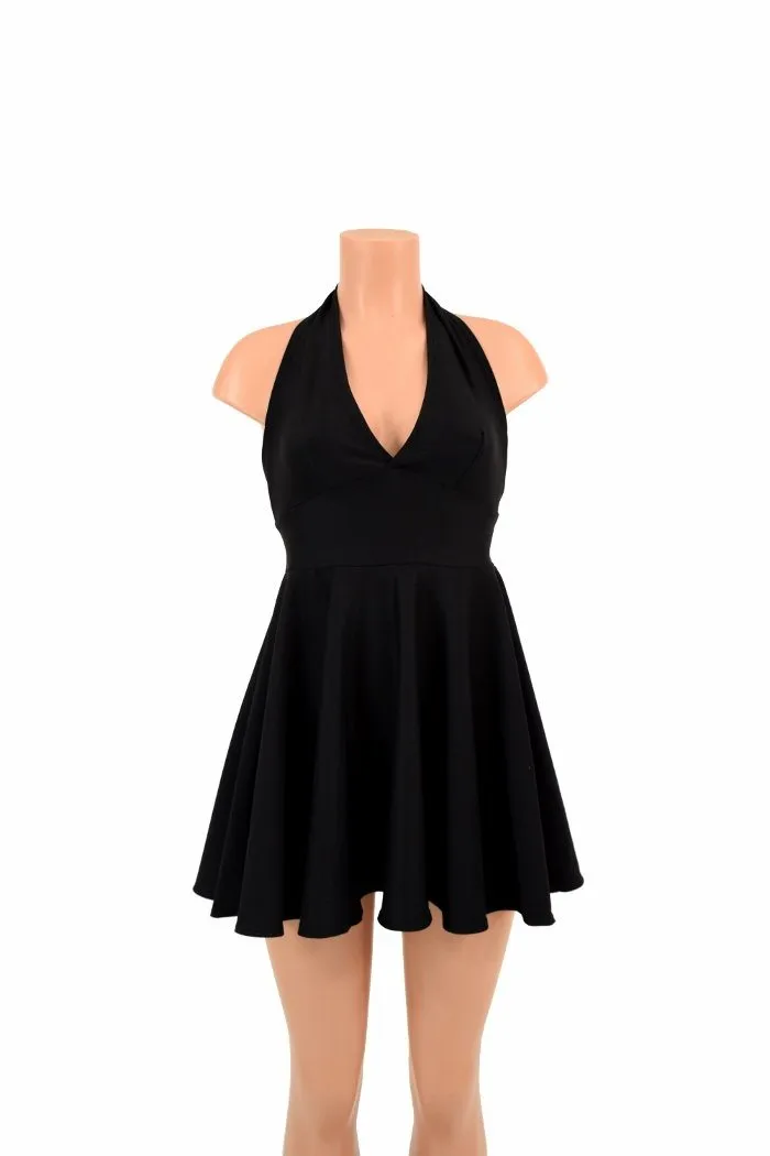 Black Zen Halter Skater Dress