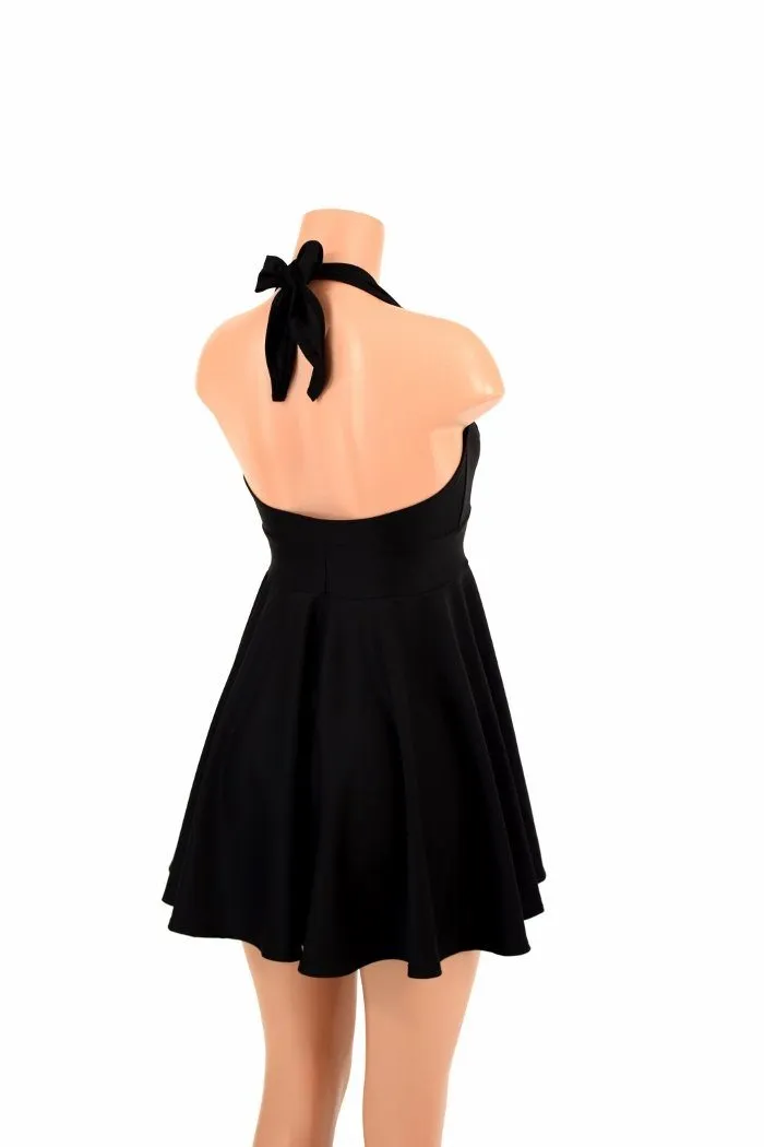 Black Zen Halter Skater Dress