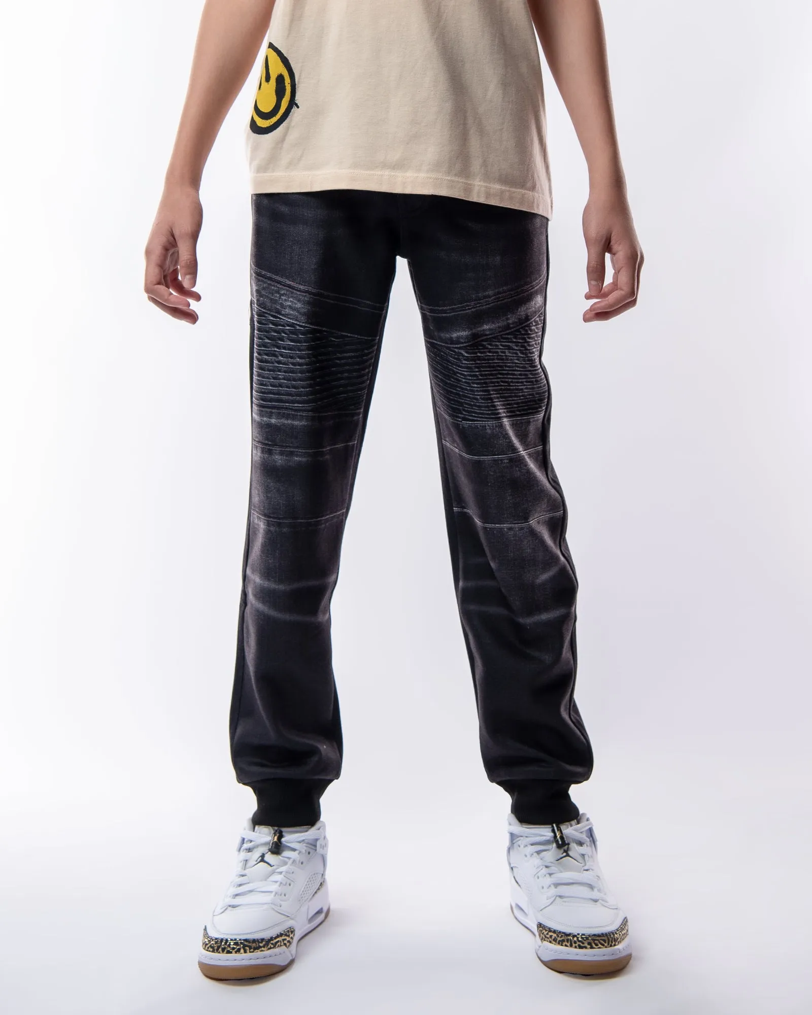 BOYS RIDER PRINTED MOTO DENIM JOGGERS