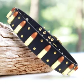 Bullet Leather Dog collar