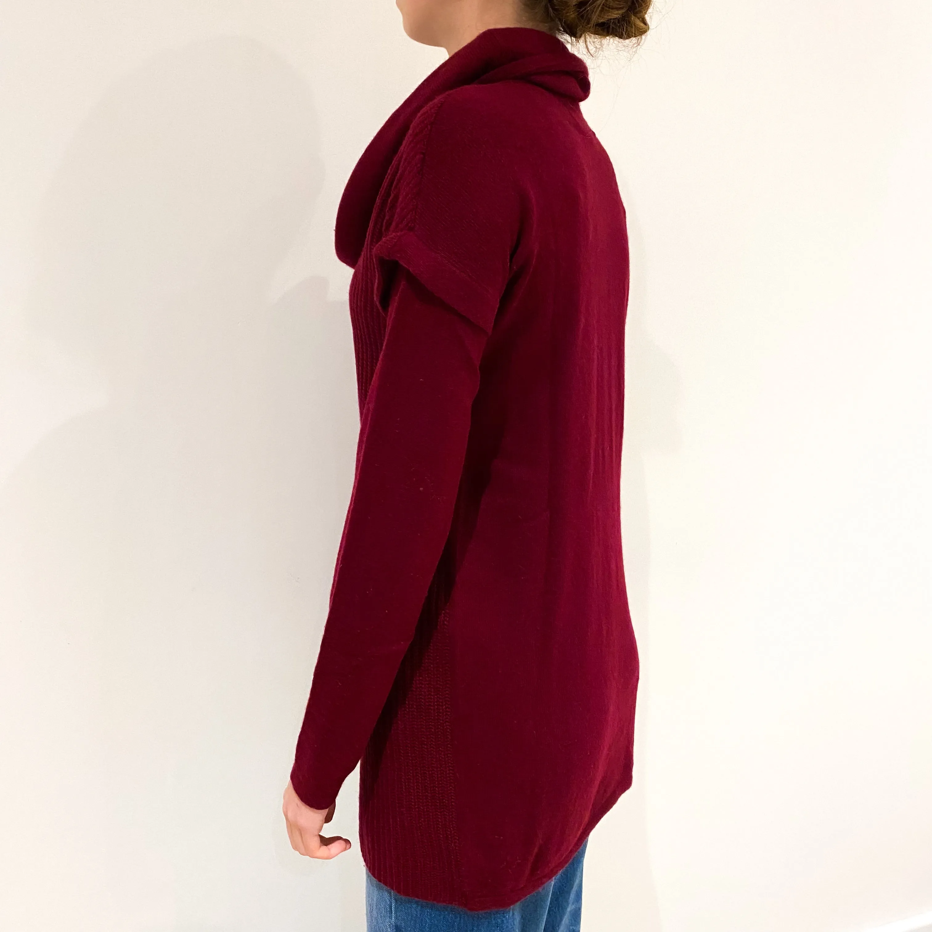 Burgundy Red Cashmere Cowl Neck Jumper Extra Small