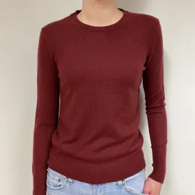 Burgundy Red Cashmere Crew Neck Jumper Extra Small