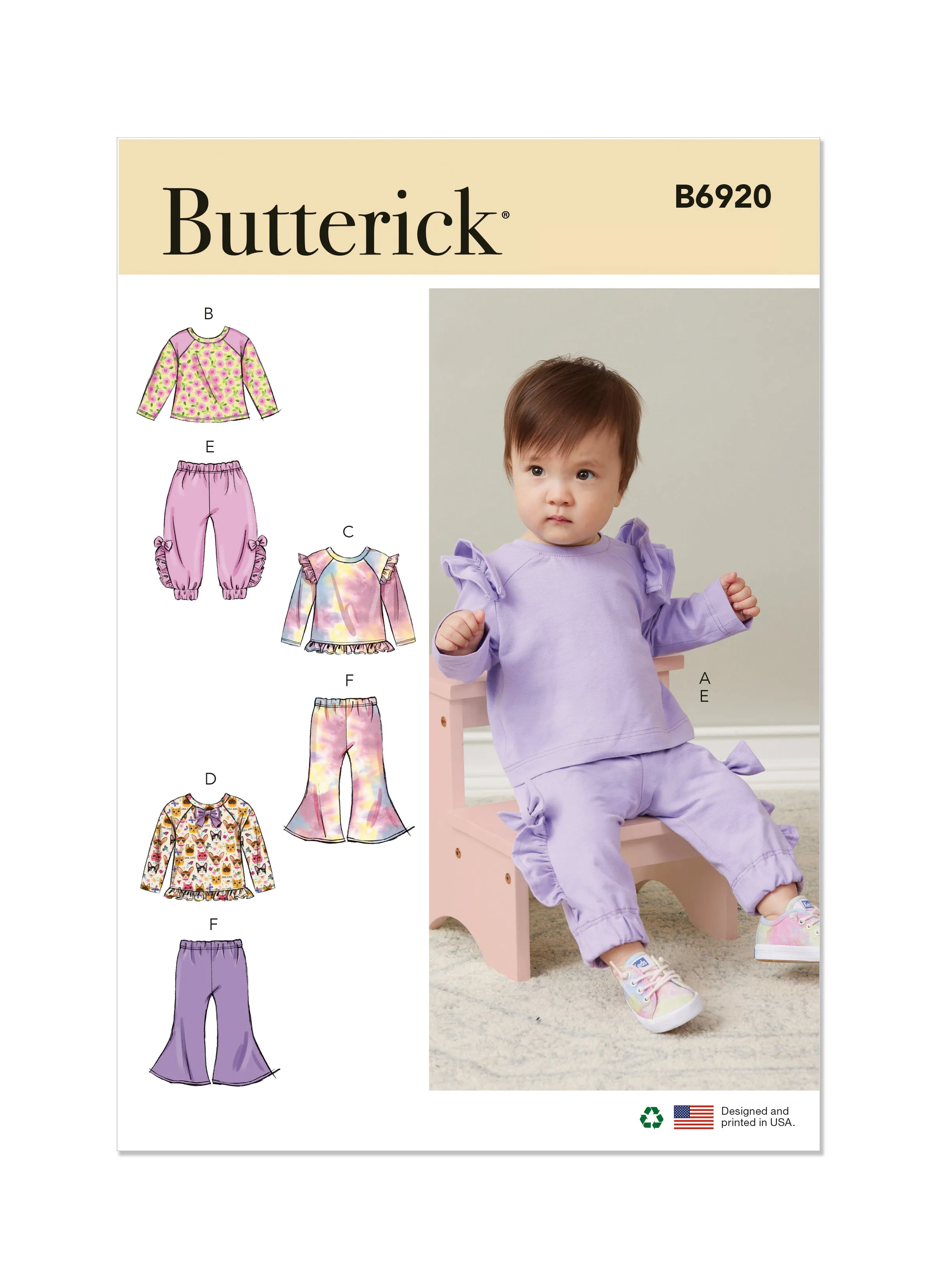 Butterick Pattern B6920 Infants Knit Top  &  Pants