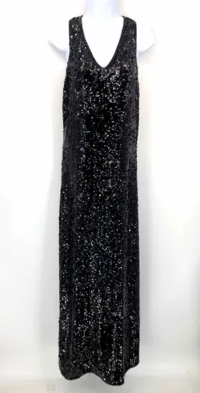 CALYPSO Black Sequined Tank Maxi Length Size X-SMALL Dress