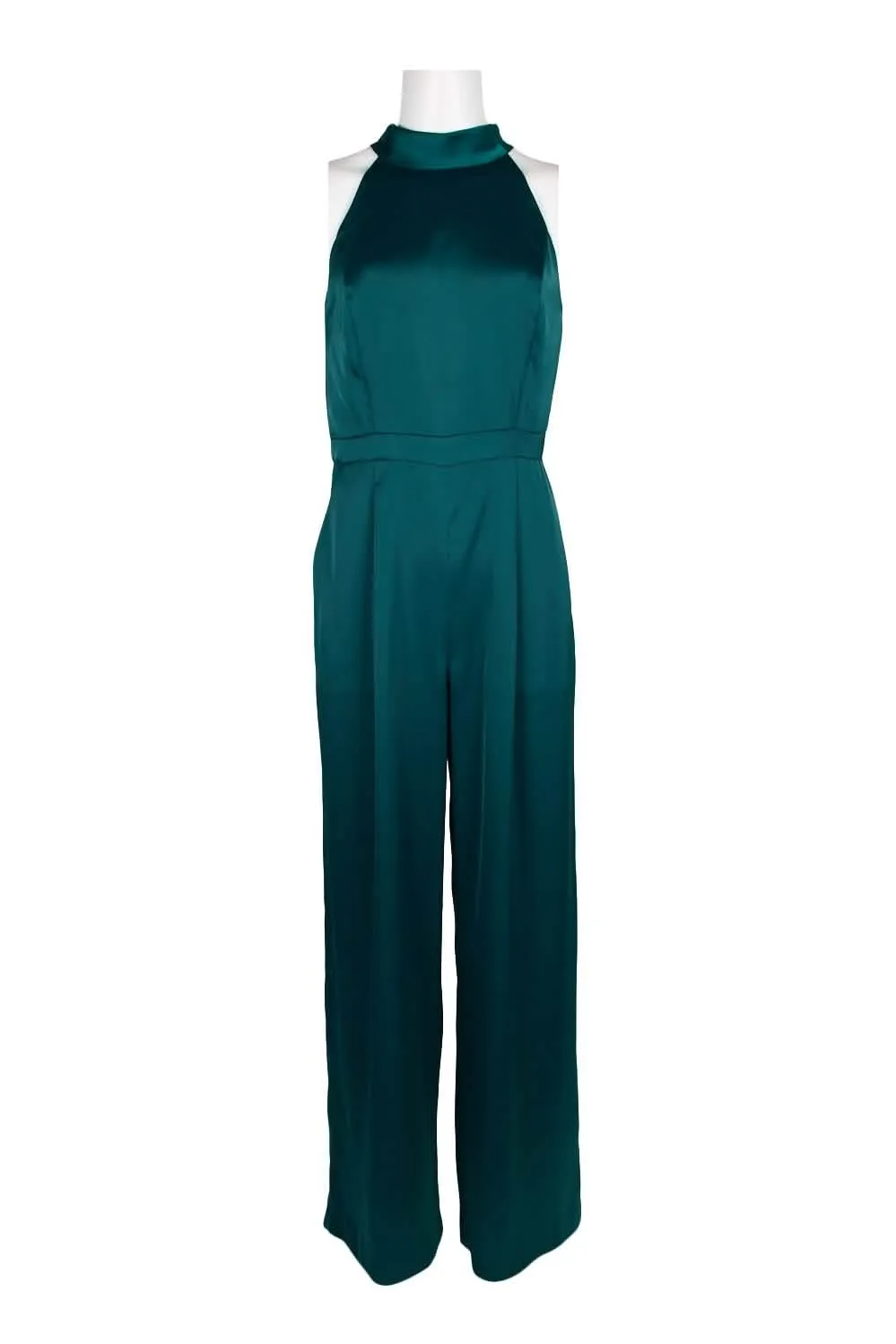 Chic Satin Halter Neck Jumpsuit with Pockets and Sleeveless Style by Tahari ASL