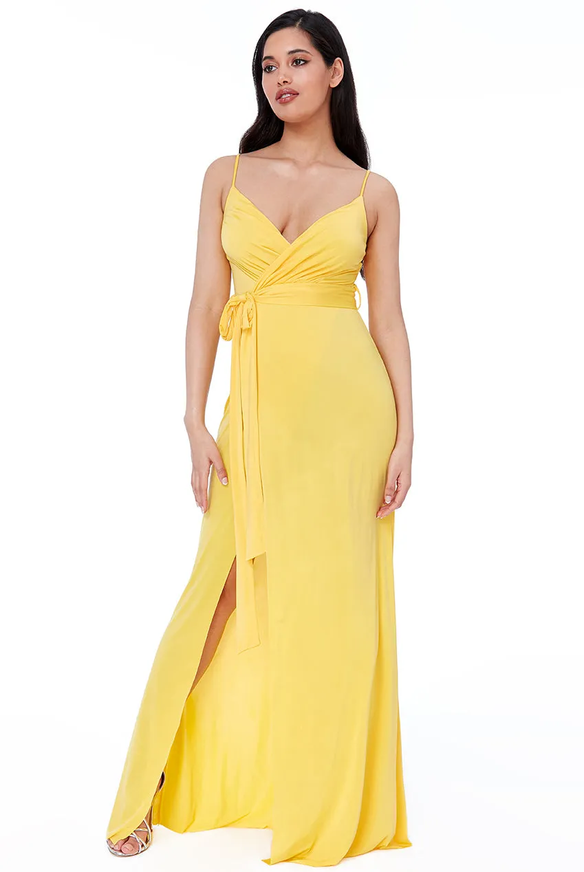 City Goddess Wrap Front Maxi Dress