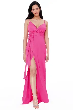 City Goddess Wrap Front Maxi Dress