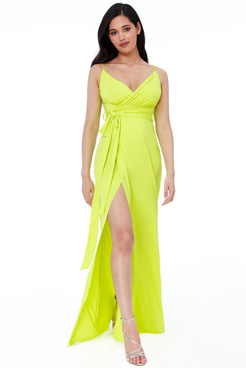 City Goddess Wrap Front Maxi Dress