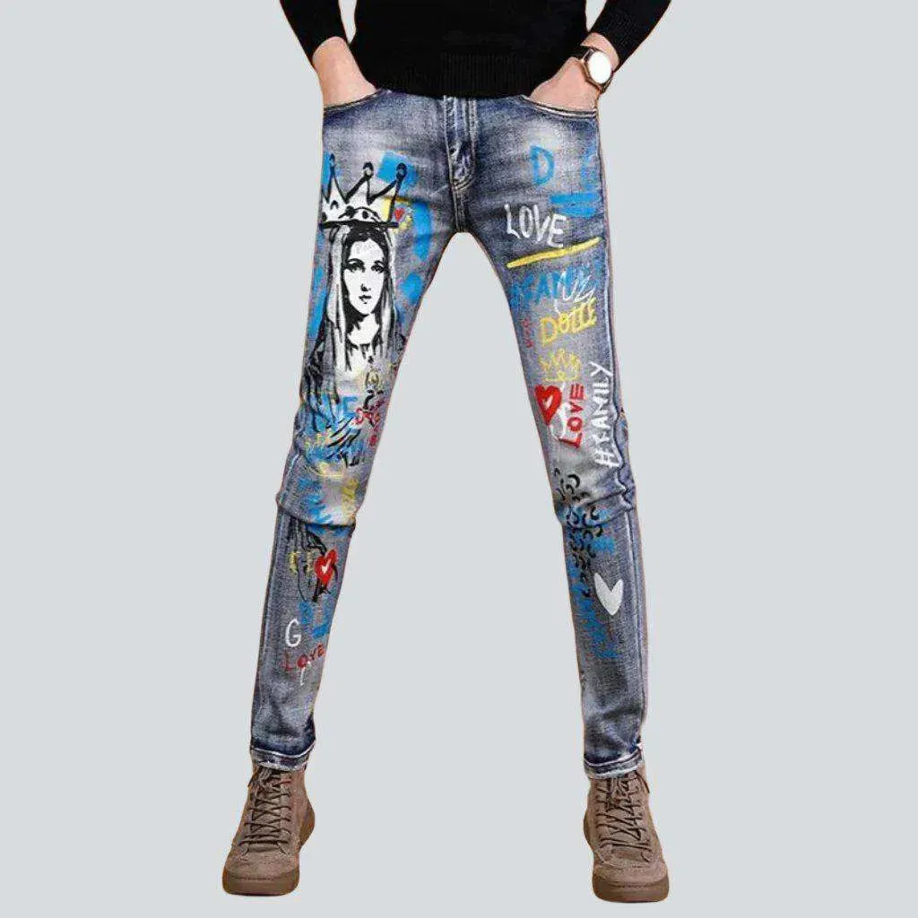 Color print stretchy men's jeans