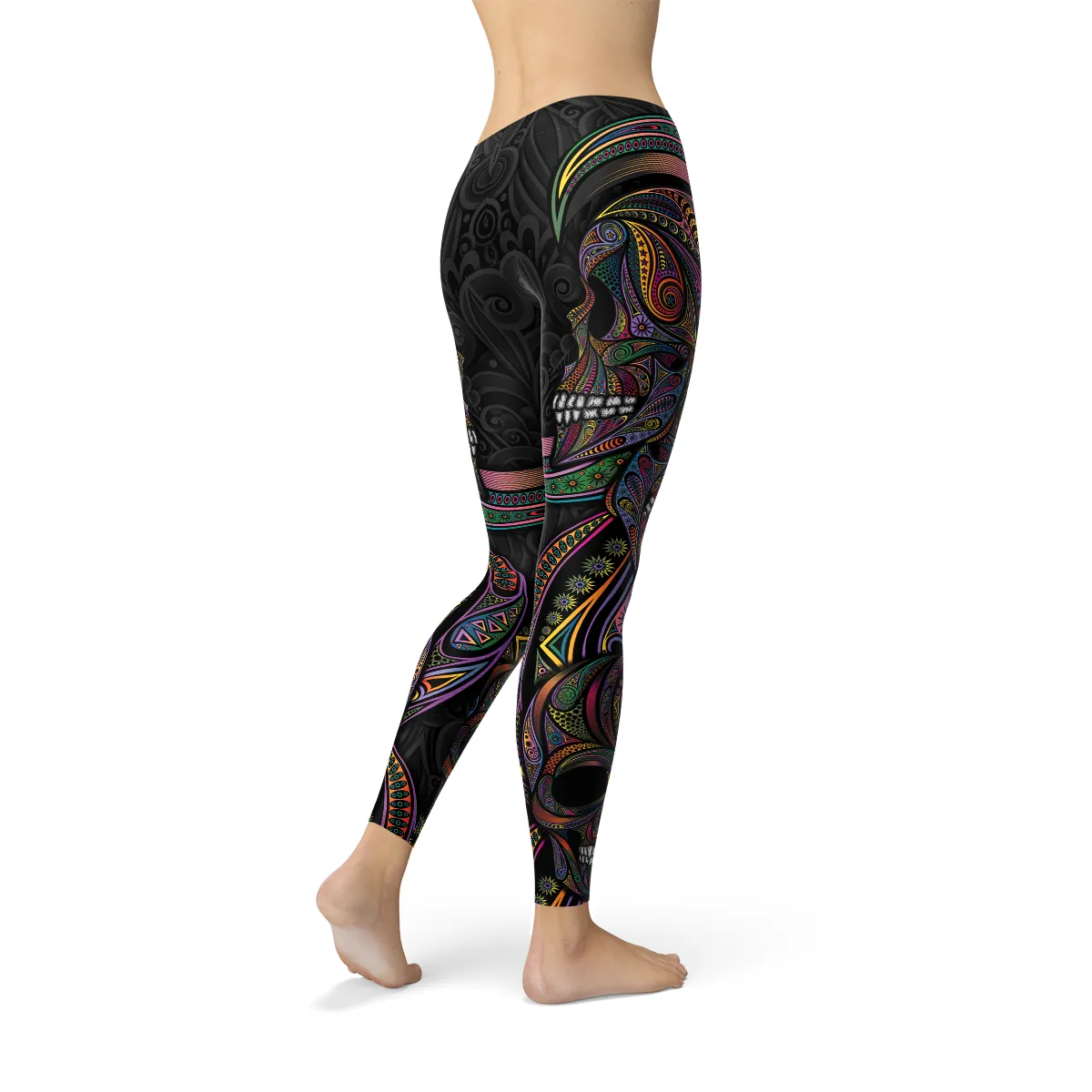 Colorful Day of the Dead Skull Leggings for Women