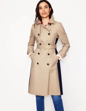 Colour Block Trench Coat-Neutral