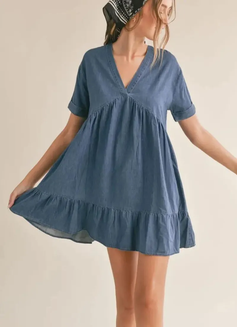 Conversations Chambray Babydoll Dress