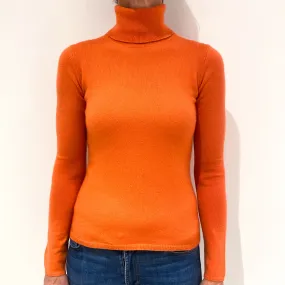 Crab Orange Cashmere Polo Neck Jumper Small