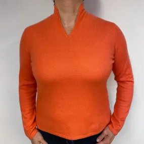 Crab Orange Cashmere V-Neck Jumper Large