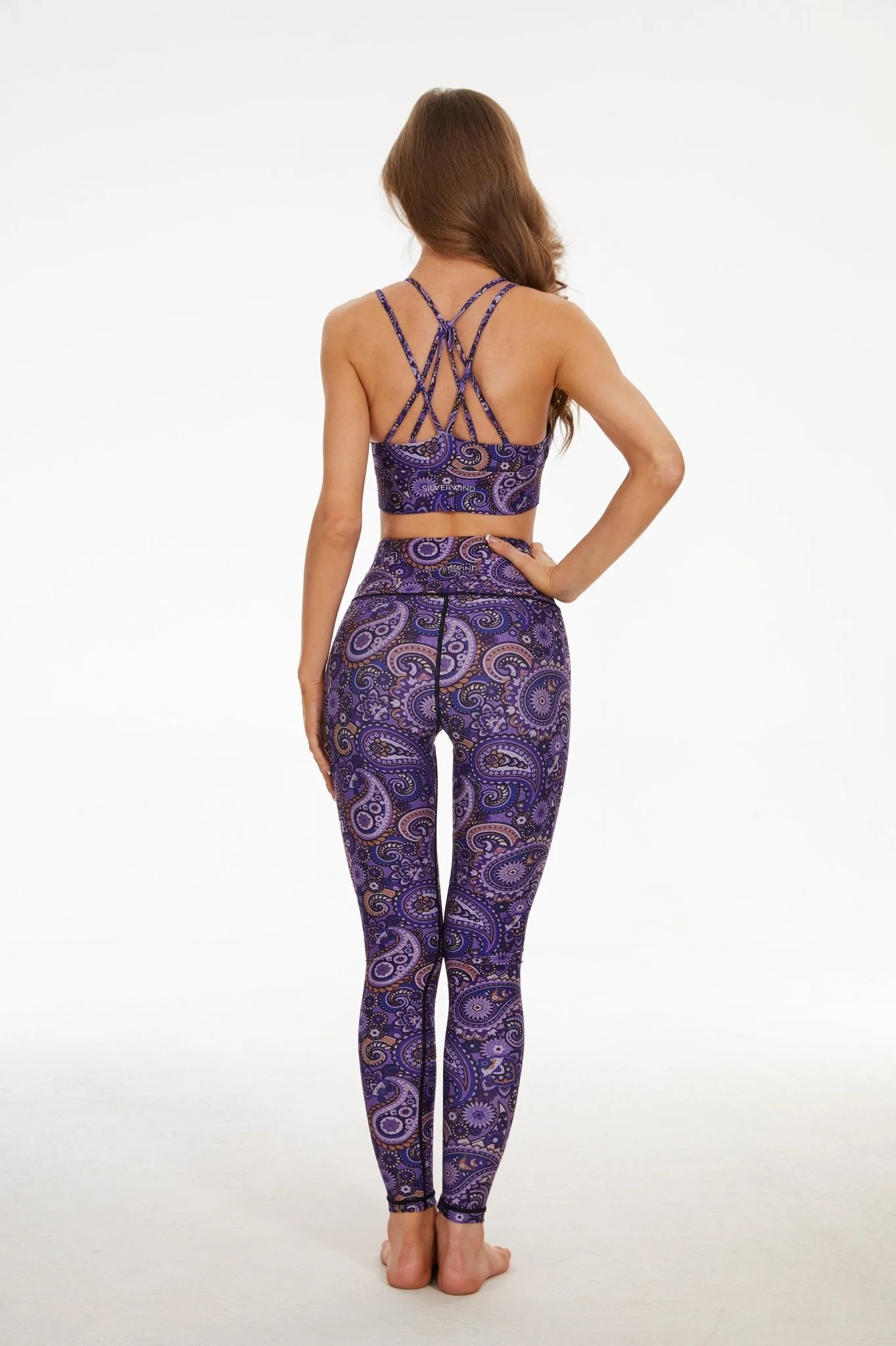 Dark Purple Paisleys High-waisted Leggings