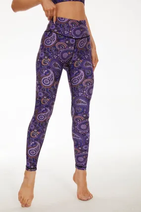 Dark Purple Paisleys High-waisted Leggings