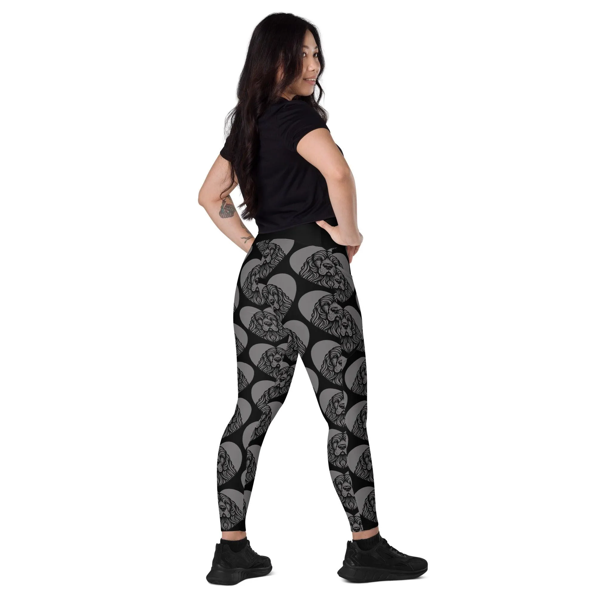 DOG BREED LEGGINGS with pockets - AMERICAN COCKER SPANIEL - HERTTAHOUND - grey