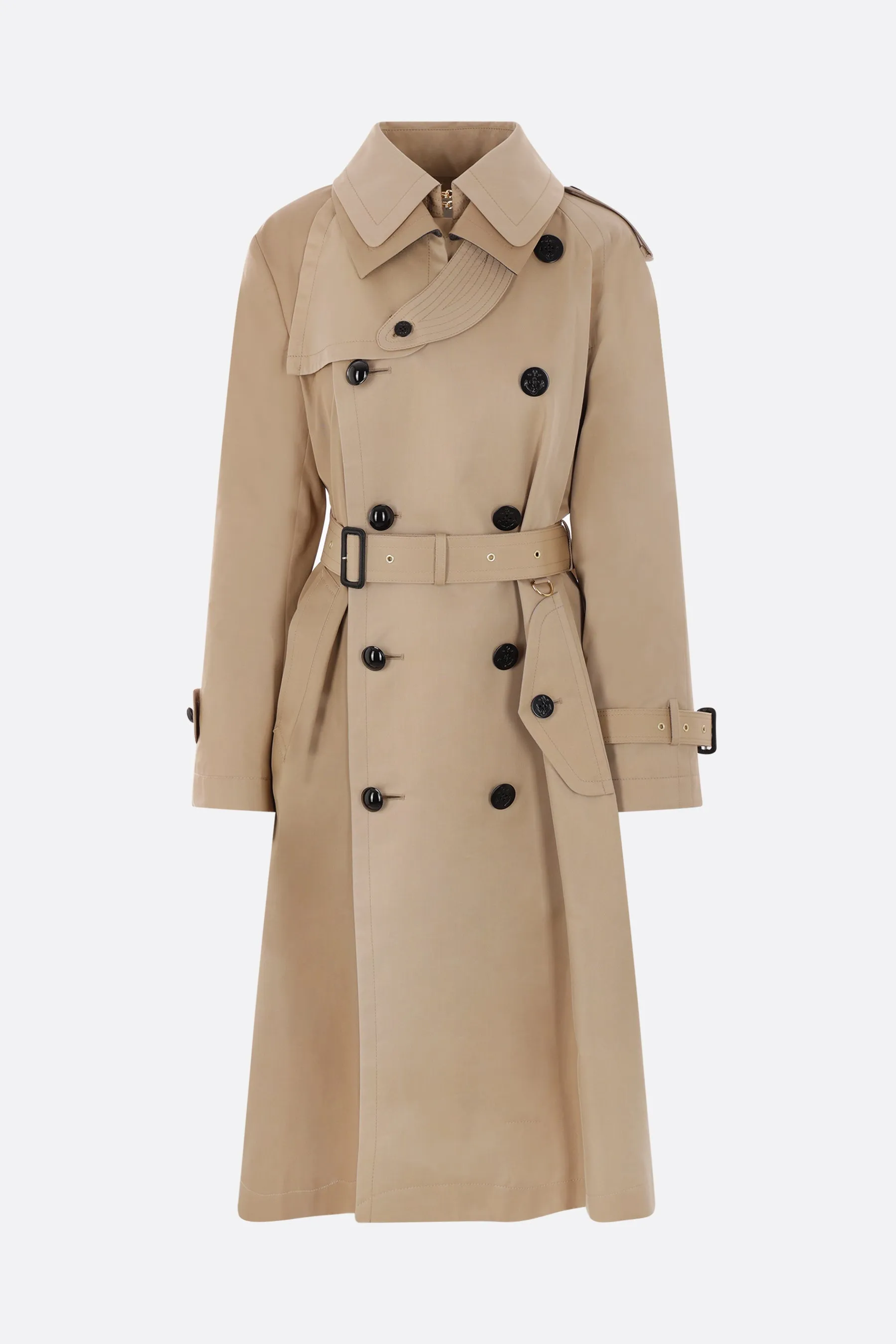 double-breasted trench coat in gabardine