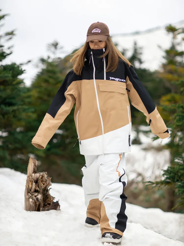 Drysnow Khaki Patchwork 3L Ski Pants - Unisex