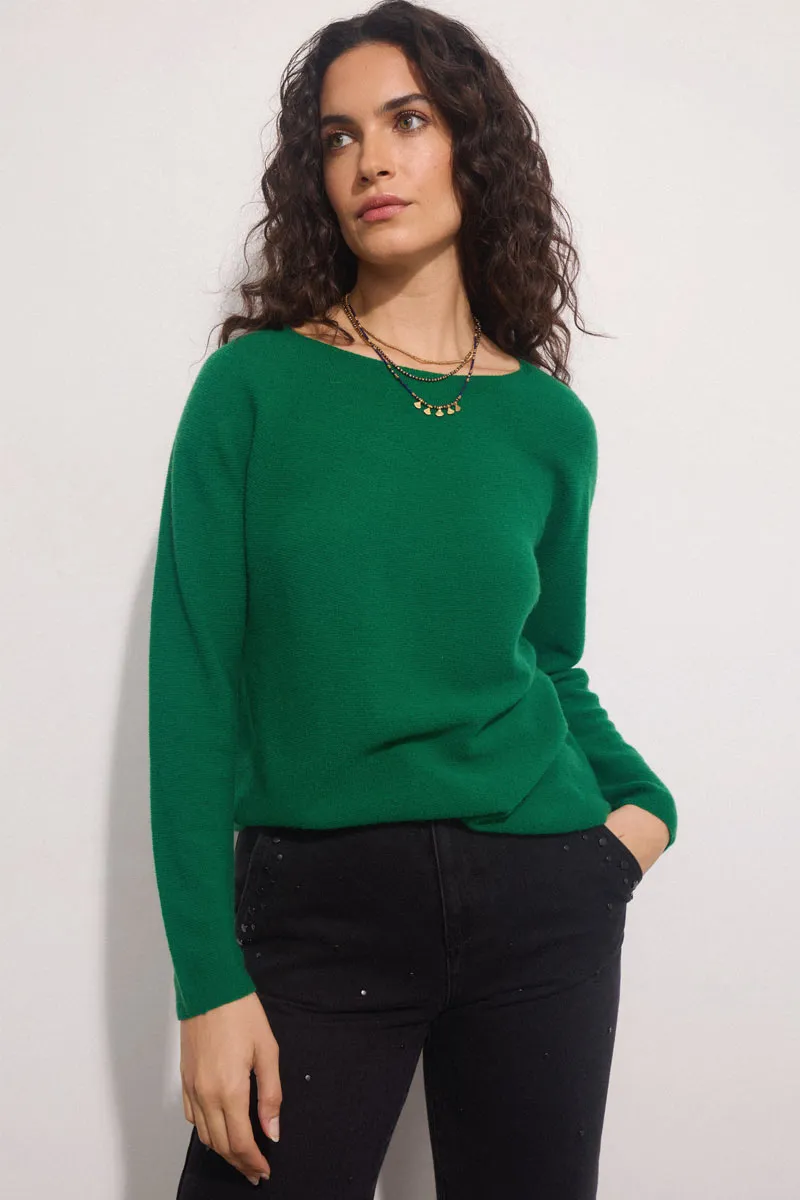 Eleri Crew Neck Cashmere Green Jumper