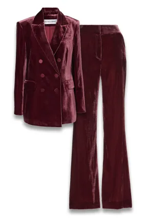 Ellette Double-breasted Velvet Blazer & Lebone High-rise Velvet Flared Pants