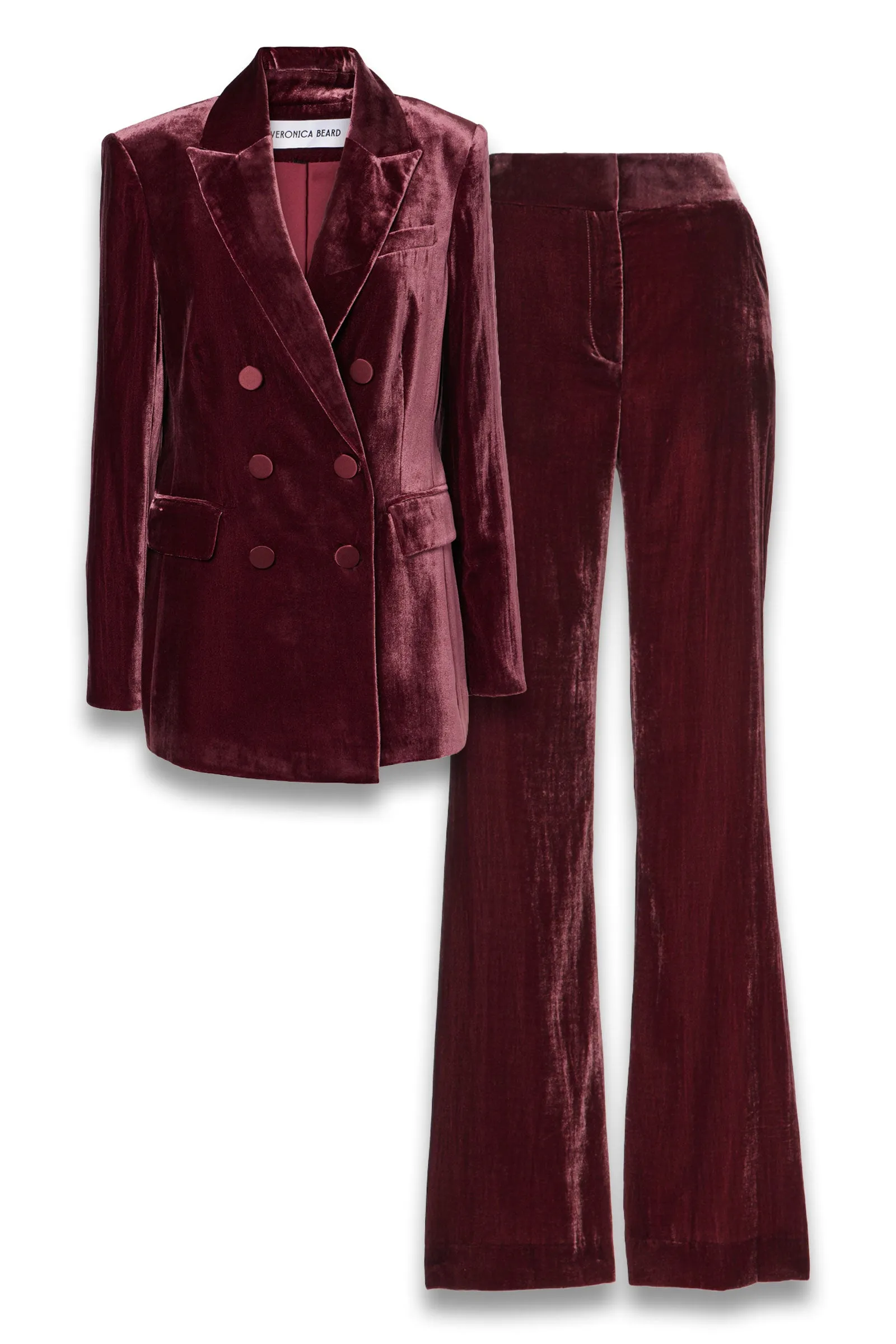 Ellette Double-breasted Velvet Blazer & Lebone High-rise Velvet Flared Pants