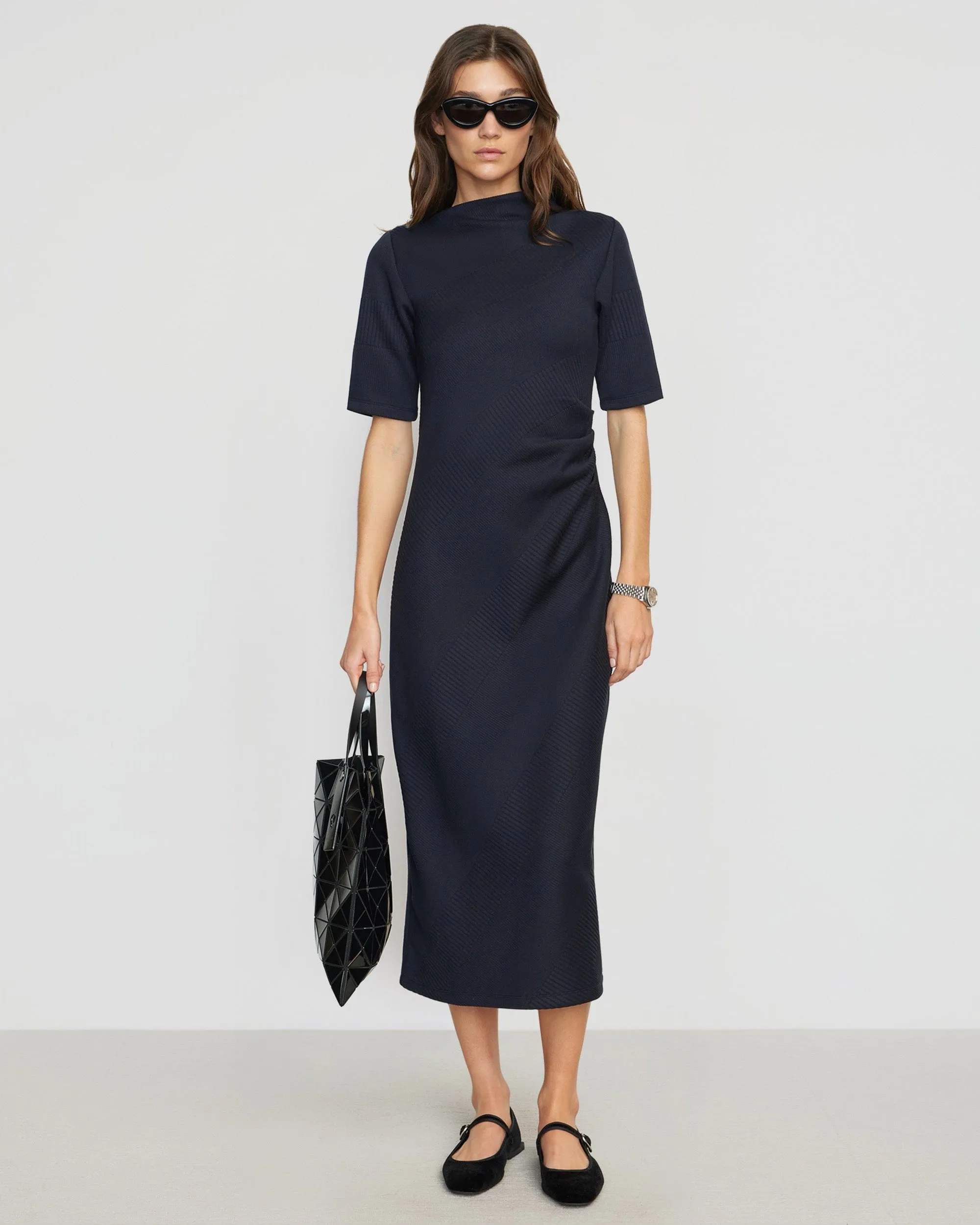 Evie Ribbed-Knit Jersey Dress